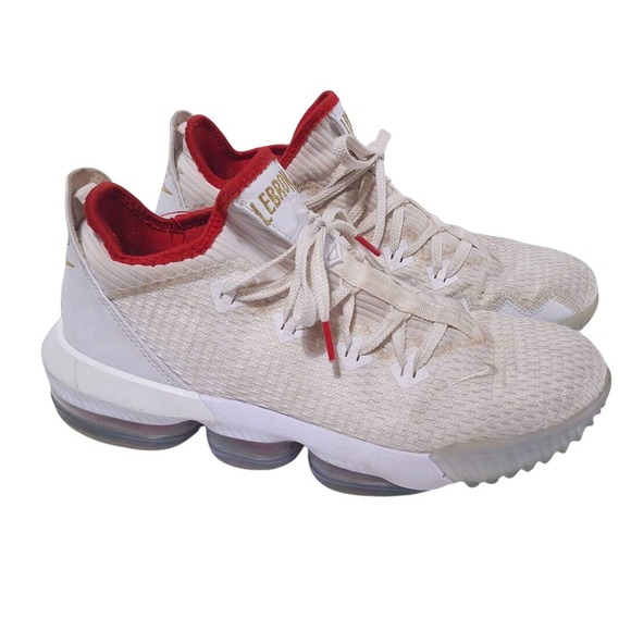 Nike LeBron 16 Draft Day Low Basketball Shoes White Red Sneakers Mens 10.5 - Picture 1 of 10
